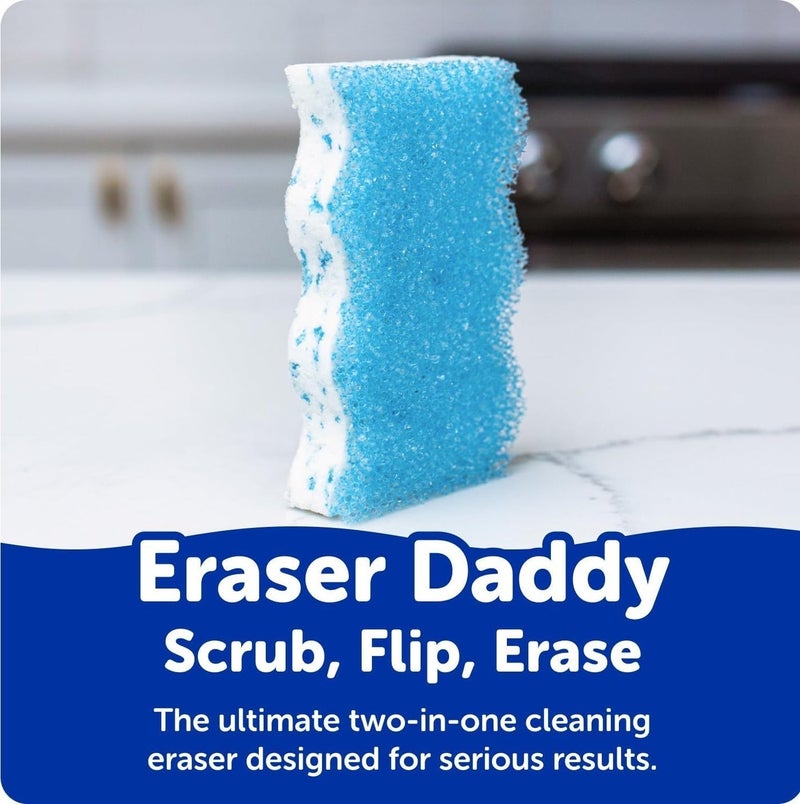 Scrub Daddy Eraser Daddy 10X Cleaning Sponge 2 Pack Dual-Sided Magic Eraser with Scrubbing Gems, Multi Surface Stain Remover Sponge for Kitchen, Bathroom, Walls and Household Cleaning - Image 2