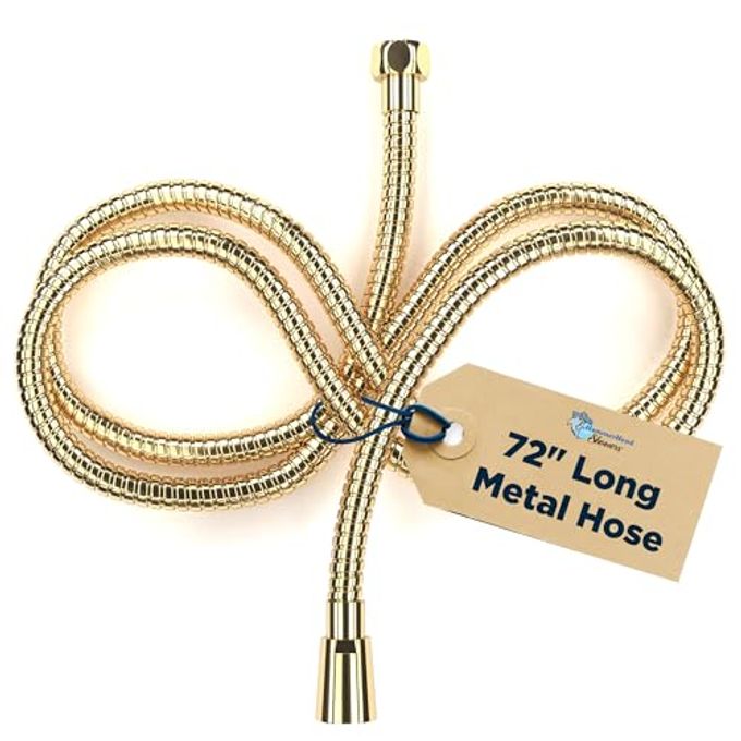 SOLID METAL SHOWER HOSE ATTACHMENT FOR SHOWERHEAD EXTRALONG 72INCH UNIVERSAL REPLACEMENT HOSE FOR HAND HELD SHOWER POLISHED BRASS
