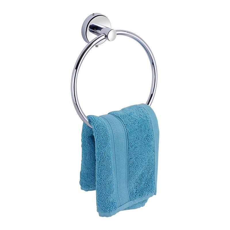 Proniks Proniks Wall Mounted Stainless Steel with Chrome Finish Round Napkin Holder | Towel Hanger Ring for | Kitchen | Wash Area | Bathroom (Round Pipe Ring with Cap) - Image 2