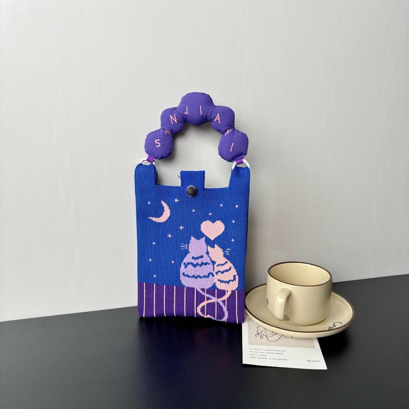 Advanced Sense Ins New Mobile Phone Bag Cute Cartoon Knitted Bag Niche Design Trendy Shoulder Crossbody Shoulder Bag - Image 1