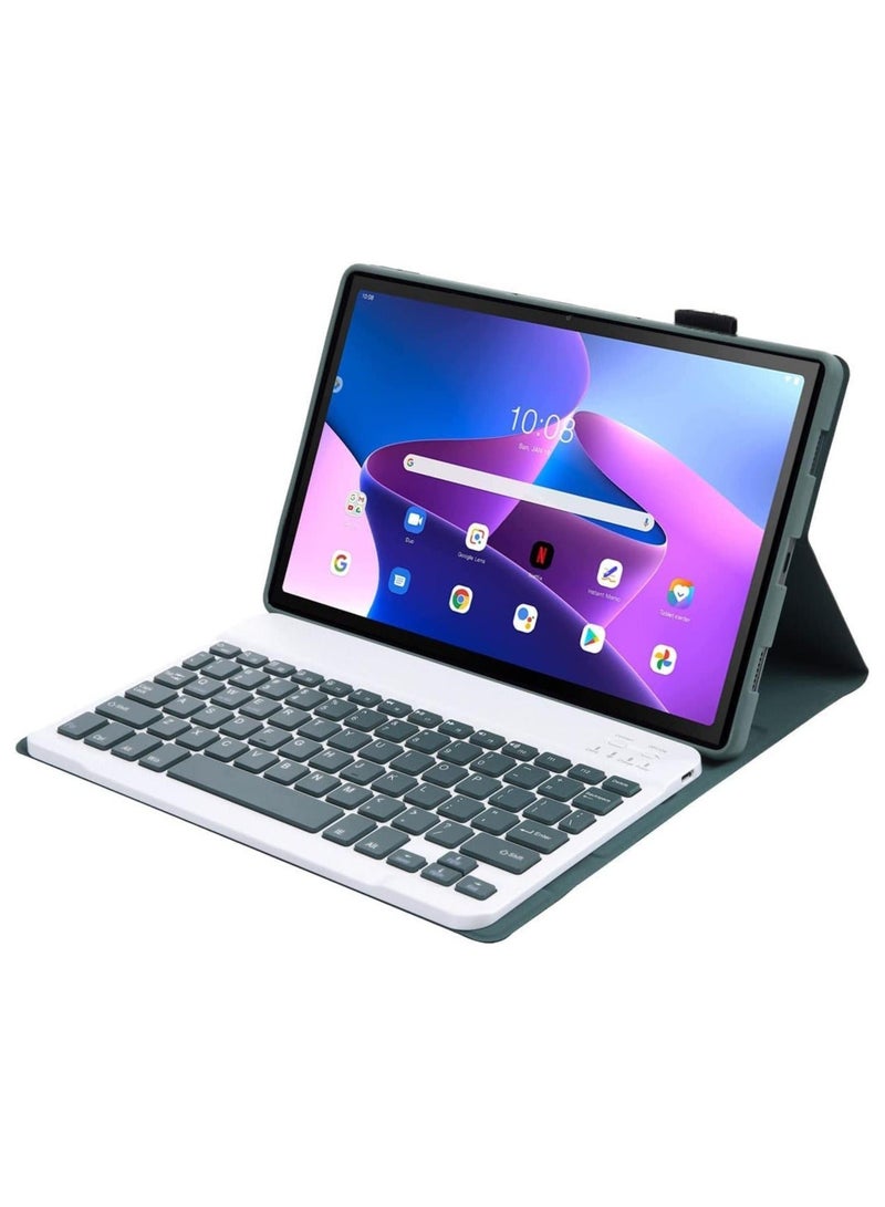 Arabic  English Keyboard Case Compatible with Lenovo Tab M10 Plus 3rd Gen 10.6 inch, Slim Protective Detachable Wireless Bluetooth Pencil Holder - Image 3