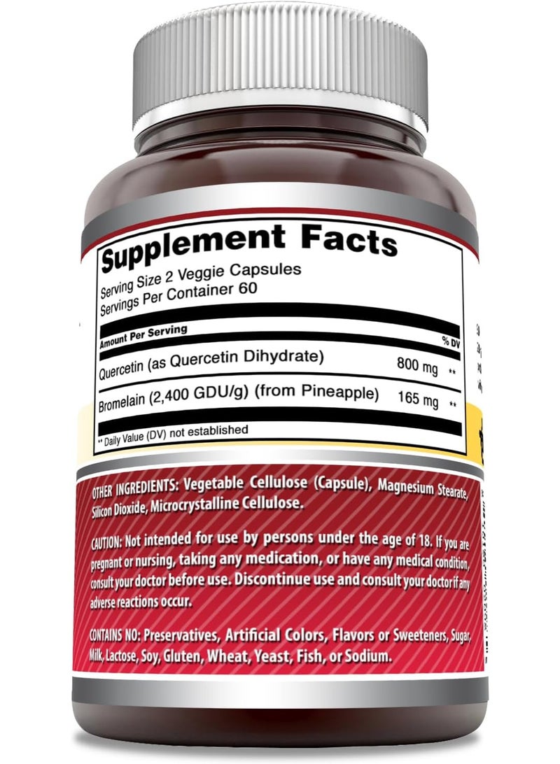 Amazing Nutrition Quercetin 800mg with Bromelain 165mg, 120 Veggie Capsules - Image 2