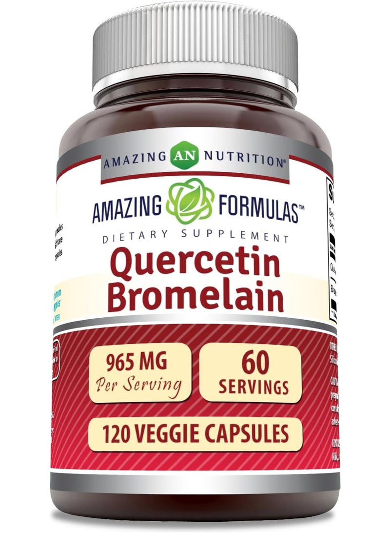 Amazing Nutrition Quercetin 800mg with Bromelain 165mg, 120 Veggie Capsules - Image 1