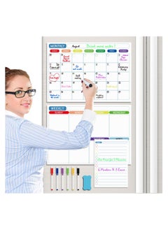 Cool Baby COOLBABY Magnetic Dry Erase Calendar Whiteboard for Refrigerator 3 Boards Included Monthly Weekly Daily Calendar Whiteboard for Family Planner Kitchen Schedule Board 6 Markers 1 Eraser  - Image 3