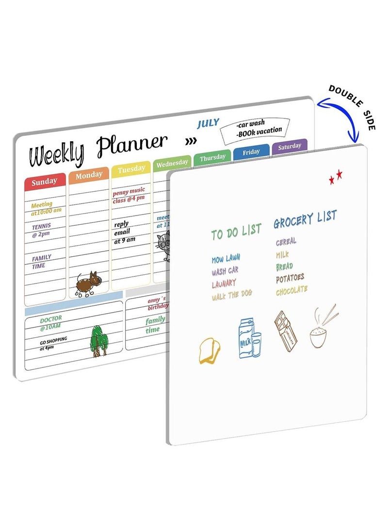 Cool Baby - COOLBABY Magnetic Dry Erase Calendar Whiteboard for Refrigerator 3 Boards Included Monthly Weekly Daily Calendar Whiteboard for Family Planner Kitchen Schedule Board 6 Markers 1 Eraser - Image 1