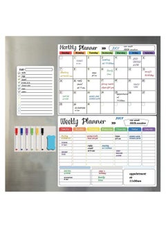 Cool Baby COOLBABY Magnetic Dry Erase Calendar Whiteboard for Refrigerator 3 Boards Included Monthly Weekly Daily Calendar Whiteboard for Family Planner Kitchen Schedule Board 6 Markers 1 Eraser  - Image 1