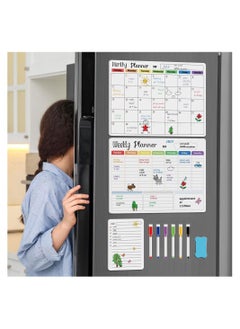 Cool Baby COOLBABY Magnetic Dry Erase Calendar Whiteboard for Refrigerator 3 Boards Included Monthly Weekly Daily Calendar Whiteboard for Family Planner Kitchen Schedule Board 6 Markers 1 Eraser  - Image 4