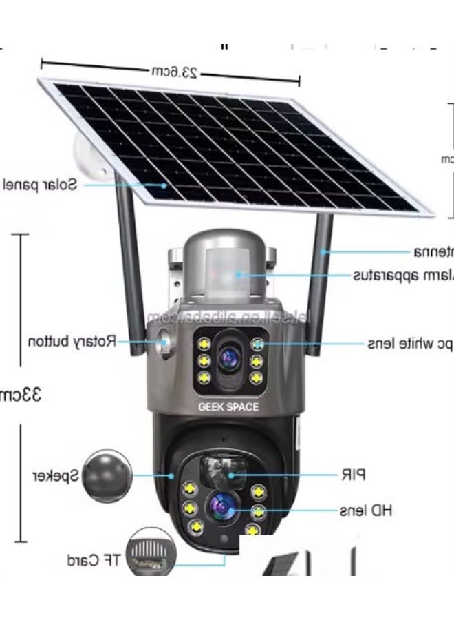 GEEK SPACE 4MP Ultra HD 4G LTE Solar PTZ Security Camera Dual Lens Outdoor Wireless CCTV Surveillance Camera with 360° Pan Tilt, AI Motion Detection, Full Color Night Vision, Two-Way Audio, IP66 Waterproof, Remote Monitoring for Home, Farm & Business - Image 3