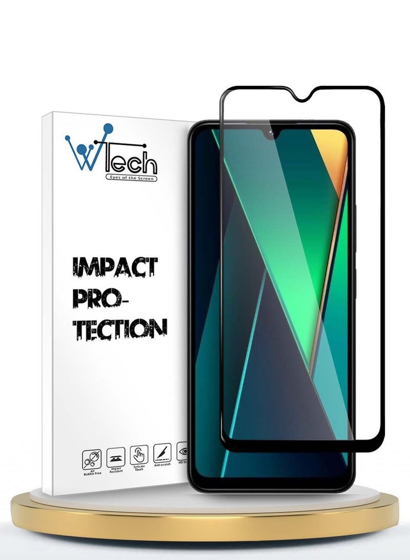 Wtech Xiaomi Poco C75 4G 2024 Premium E2E Series Full Glue Full Cover Tempered Glass Screen Protector - Clear/Black - Image 1