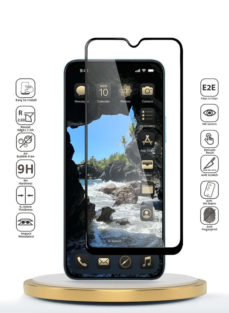 Wtech Xiaomi Poco C75 4G 2024 Premium E2E Series Full Glue Full Cover Tempered Glass Screen Protector - Clear/Black - Image 2