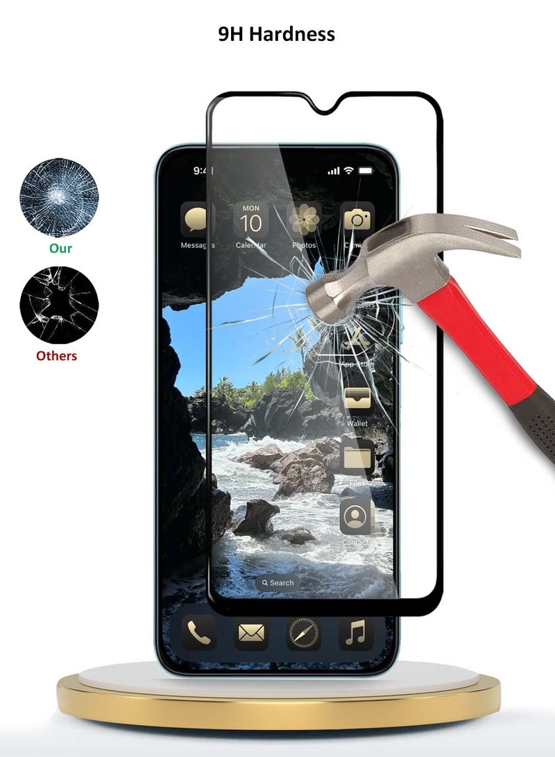 Wtech Xiaomi Poco C75 4G 2024 Premium E2E Series Full Glue Full Cover Tempered Glass Screen Protector - Clear/Black - Image 3