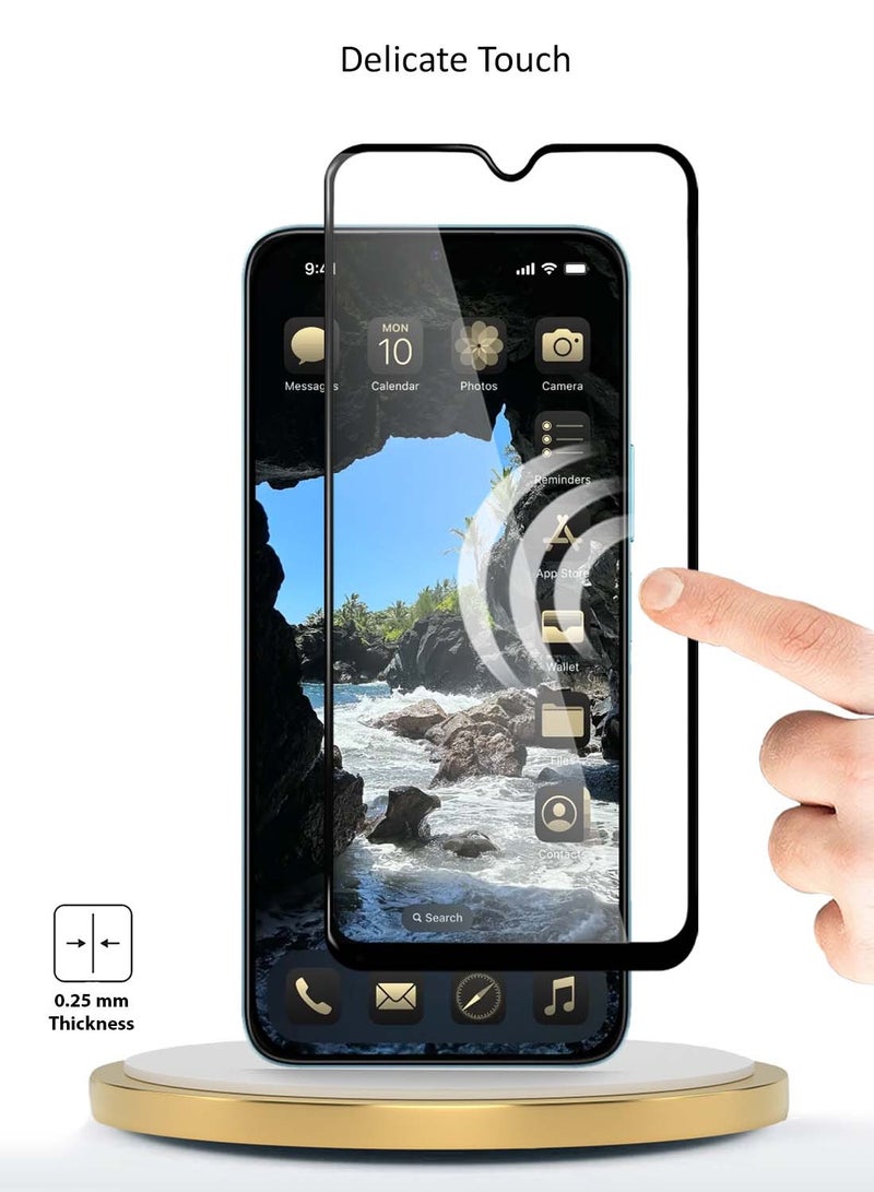 Wtech Xiaomi Poco C75 4G 2024 Premium E2E Series Full Glue Full Cover Tempered Glass Screen Protector - Clear/Black - Image 4