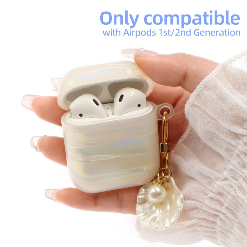 CASEFUN Compatible with AirPod Case 1st/2nd Generation, Shell Print Protective Case Cover for AirPods with Cleaner Kit and Shell Keychain Accessories for Women Girls - Image 2