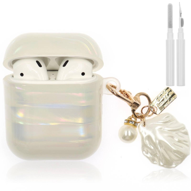 CASEFUN Compatible with AirPod Case 1st/2nd Generation, Shell Print Protective Case Cover for AirPods with Cleaner Kit and Shell Keychain Accessories for Women Girls - Image 1