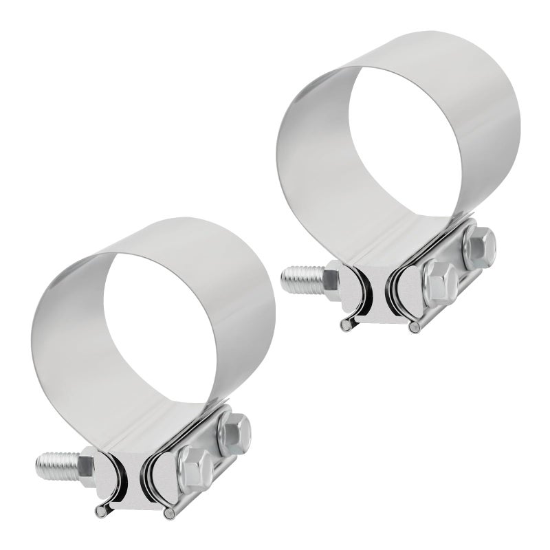 BIGREAT 3 Inch Exhaust Clamp3 Inch Butt Joint Exhaust Seal Band Clamp Sleeve Coupler Universal For Exhaust System 2PCS Polished T304 Stainless Steel - Image 2