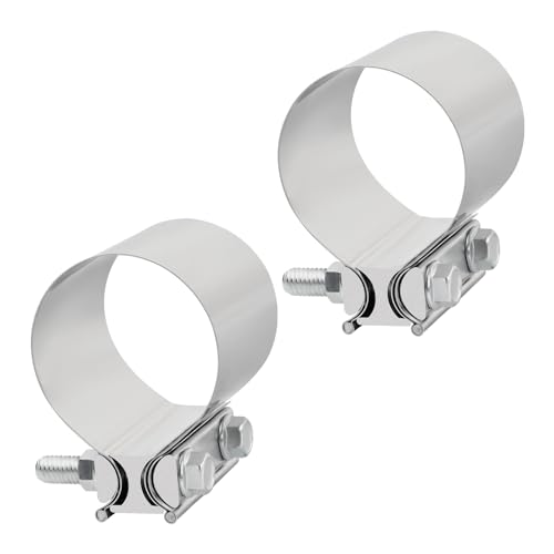 BIGREAT 3 Inch Exhaust Clamp3 Inch Butt Joint Exhaust Seal Band Clamp Sleeve Coupler Universal For Exhaust System 2PCS Polished T304 Stainless Steel - Image 1