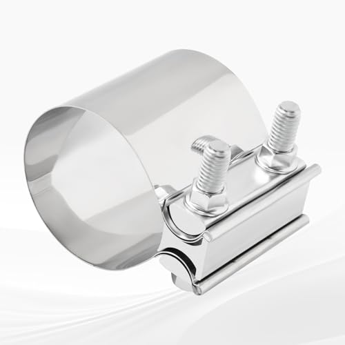 BIGREAT 3 Inch Exhaust Clamp3 Inch Butt Joint Exhaust Seal Band Clamp Sleeve Coupler Universal For Exhaust System 2PCS Polished T304 Stainless Steel - Image 3
