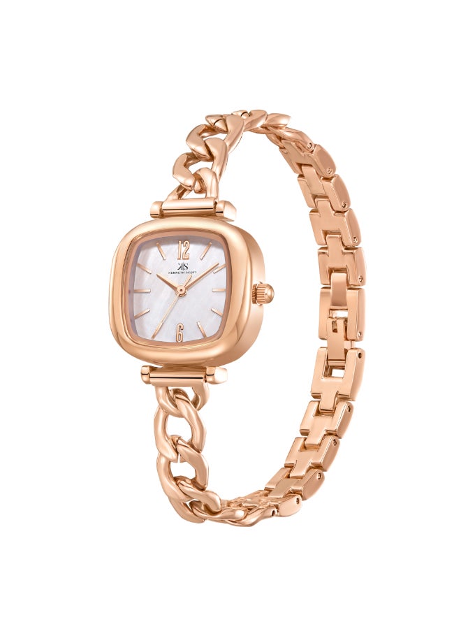 KENNETH SCOTT ساعة يد ستانلس ستيل بعقارب مربعة الشكل للنساء K23513-RBKW - 26.3 ملم - Image 2