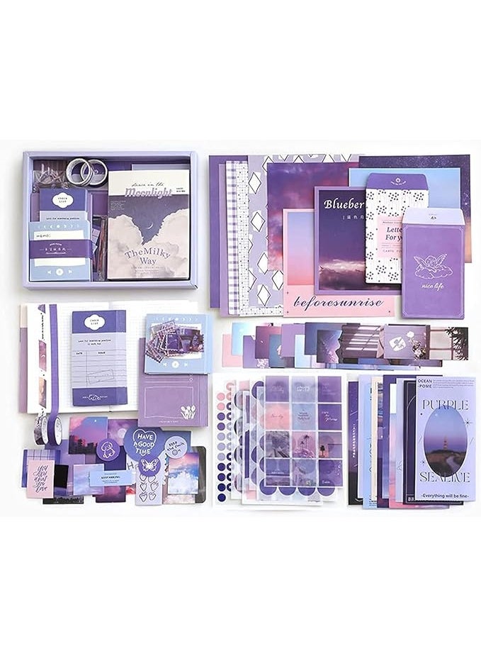 Scrap Book Cute Stationery Set for Kids 155 Items 348 Pcs A6 Journal Notebook DIY Journaling Kit Art Craft Supplies Aesthetic Gift for Girl Child Teenage Women - Image 1
