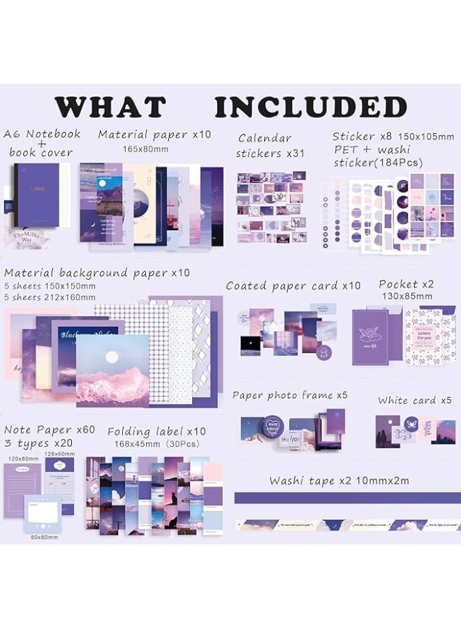 Scrap Book Cute Stationery Set for Kids 155 Items 348 Pcs A6 Journal Notebook DIY Journaling Kit Art Craft Supplies Aesthetic Gift for Girl Child Teenage Women - Image 2