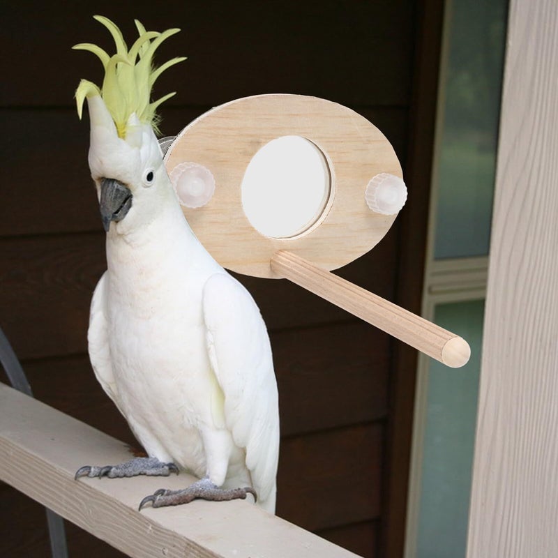 Wood Bird Perch and Mirror Stand with Suction Cup Hanging for Small Parakeets Cockatiels Cage Accessories - Image 5