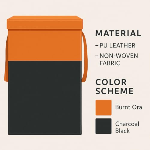 Ink Craft 75L Large Laundry Basket with Lid – Foldable Dirty Clothes Hamper & Cloth Storage Bin, Multipurpose Laundry Bag & Clothes Organizer for Bedroom, Bathroom & Home (1, orange) - Image 5