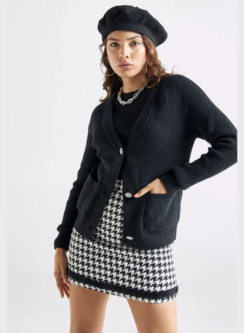 FAV Embellished Ribbed Cardigan