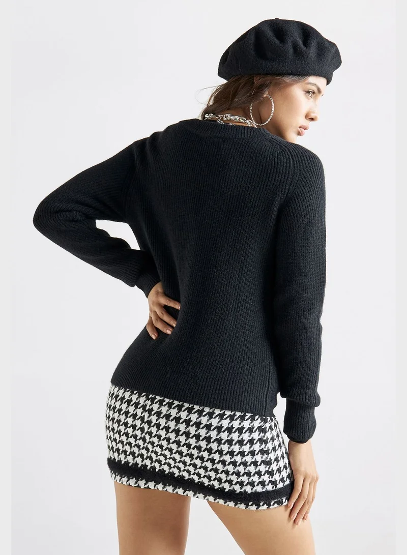FAV Embellished Ribbed Cardigan