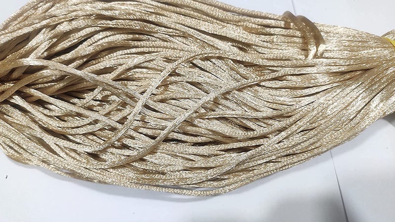 OMX 2.5 MM Thick, Total 120 Mtr (2 Rolls, 60 Mtr in 1 Roll). Thick Malai Macrame Cord/Malai Dori/Silk Macrame, Bugtail Satin Cord Shamballa Beading Kumihimo String (Lt Biege) - Image 3