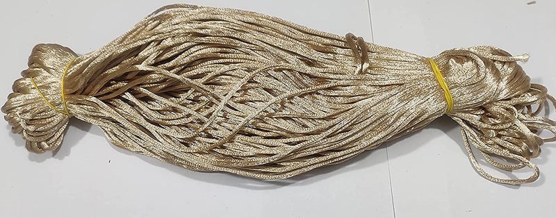OMX 2.5 MM Thick, Total 120 Mtr (2 Rolls, 60 Mtr in 1 Roll). Thick Malai Macrame Cord/Malai Dori/Silk Macrame, Bugtail Satin Cord Shamballa Beading Kumihimo String (Lt Biege) - Image 2