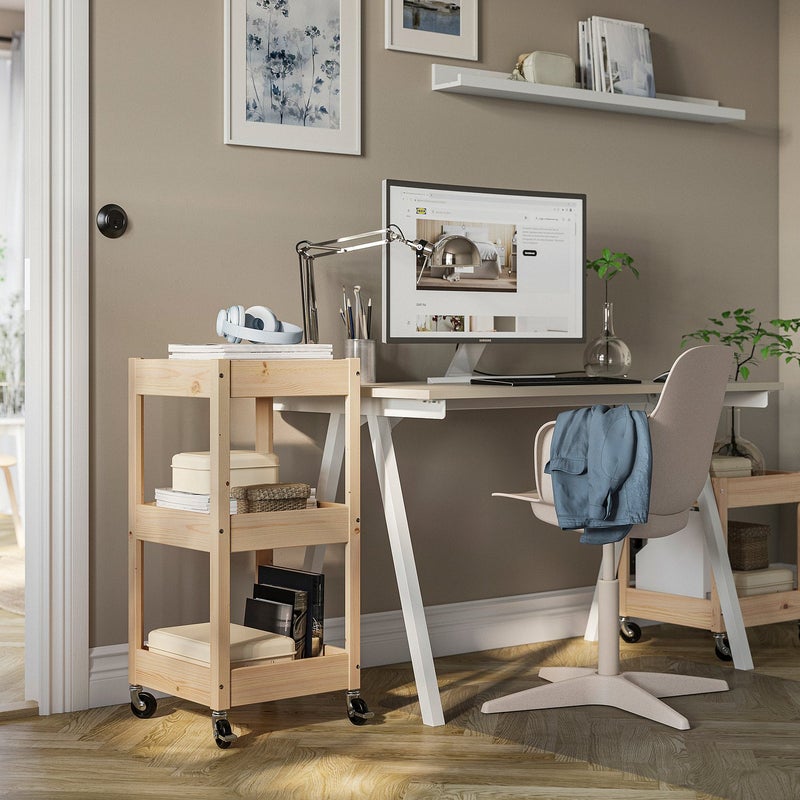 Baitique Solid Pine Utility Trolley, 38x38x82 cm - Image 4