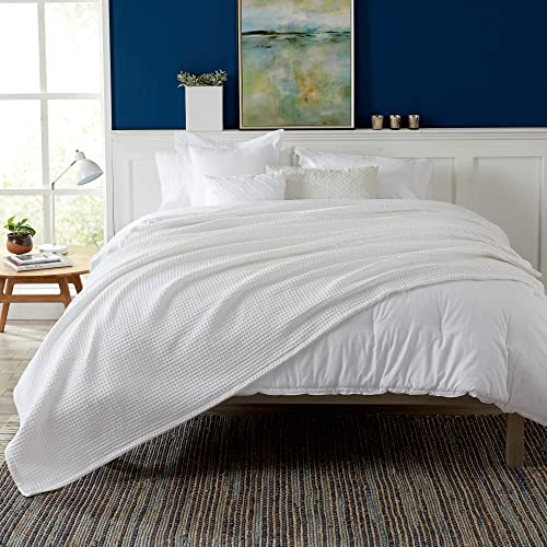 Market & Place 100% Cotton Waffle Weave Bed Blanket | Soft, Breathable, and Lightweight Blanket for All-Season | Perfect for Layering | Brielle Collection (Full/Queen, White) - Image 2