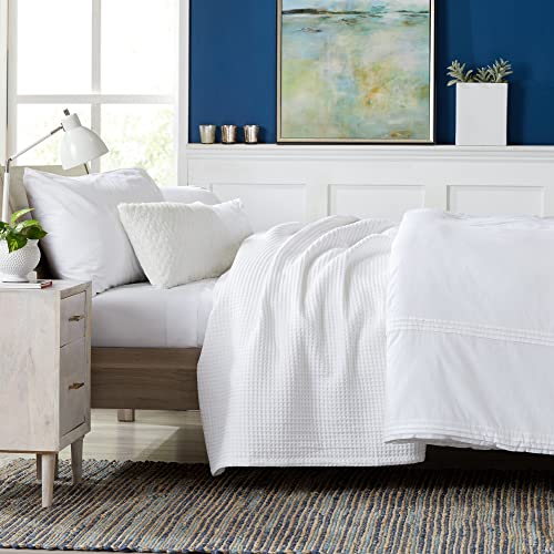 Market & Place 100% Cotton Waffle Weave Bed Blanket | Soft, Breathable, and Lightweight Blanket for All-Season | Perfect for Layering | Brielle Collection (Full/Queen, White) - Image 4