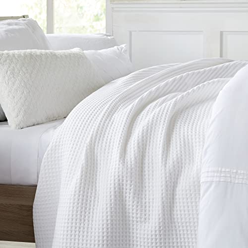 Market & Place 100% Cotton Waffle Weave Bed Blanket | Soft, Breathable, and Lightweight Blanket for All-Season | Perfect for Layering | Brielle Collection (Full/Queen, White) - Image 5