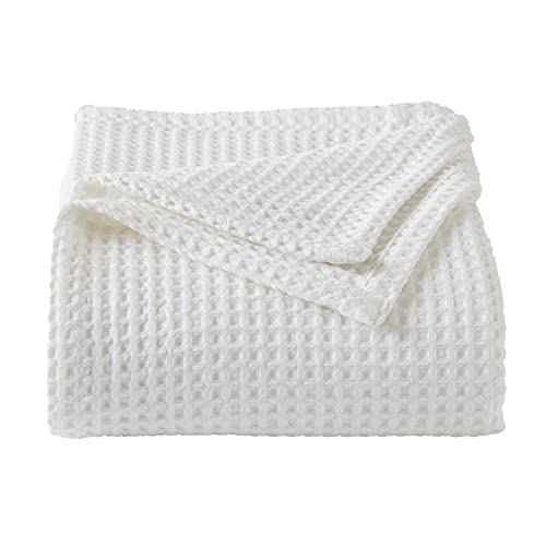 Market & Place 100% Cotton Waffle Weave Bed Blanket | Soft, Breathable, and Lightweight Blanket for All-Season | Perfect for Layering | Brielle Collection (Full/Queen, White) - Image 1