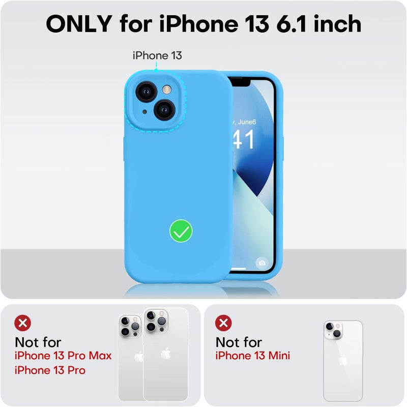 Vooii Compatible with iPhone 13 Case, Liquid Silicone Upgrade [Camera Protection] [Soft Anti-Scratch Microfiber Lining] Shockproof Phone Case for iPhone 13 6.1 inch - Blue - Image 5