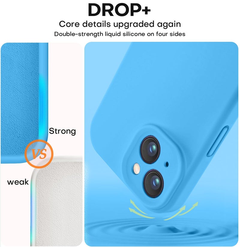 Vooii Compatible with iPhone 13 Case, Liquid Silicone Upgrade [Camera Protection] [Soft Anti-Scratch Microfiber Lining] Shockproof Phone Case for iPhone 13 6.1 inch - Blue - Image 4