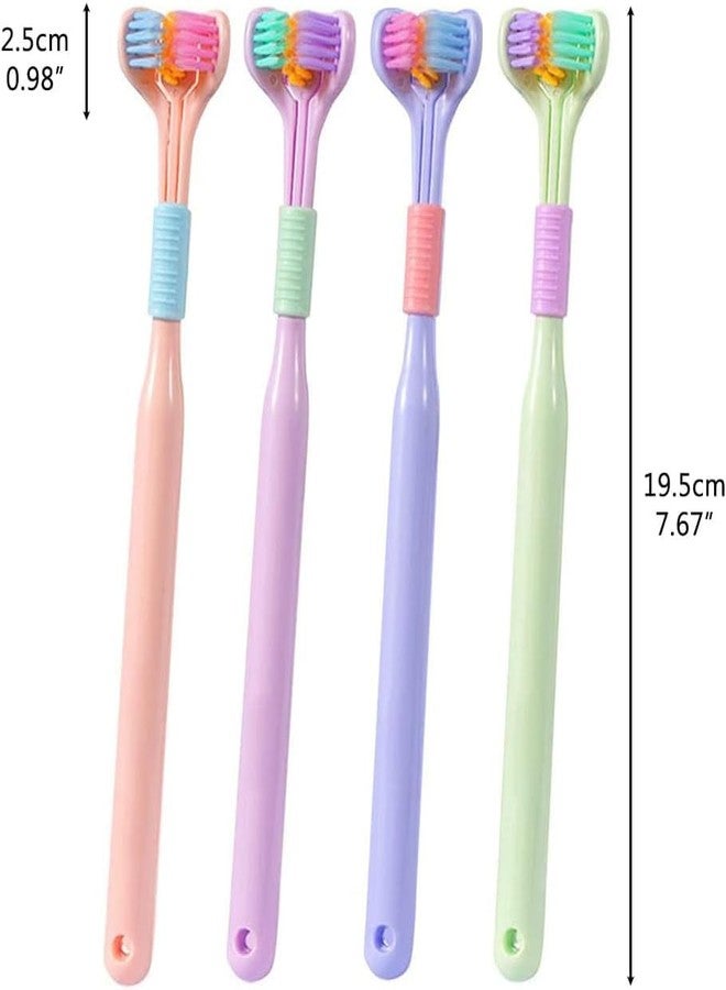 PUTHAK Three-Sided Toothbrushes Soft Bristle Toothbrush for Adults V-Shaped Toothbrush Non-Slip Cleaning Toothbrush (Pack of 4) - Image 2