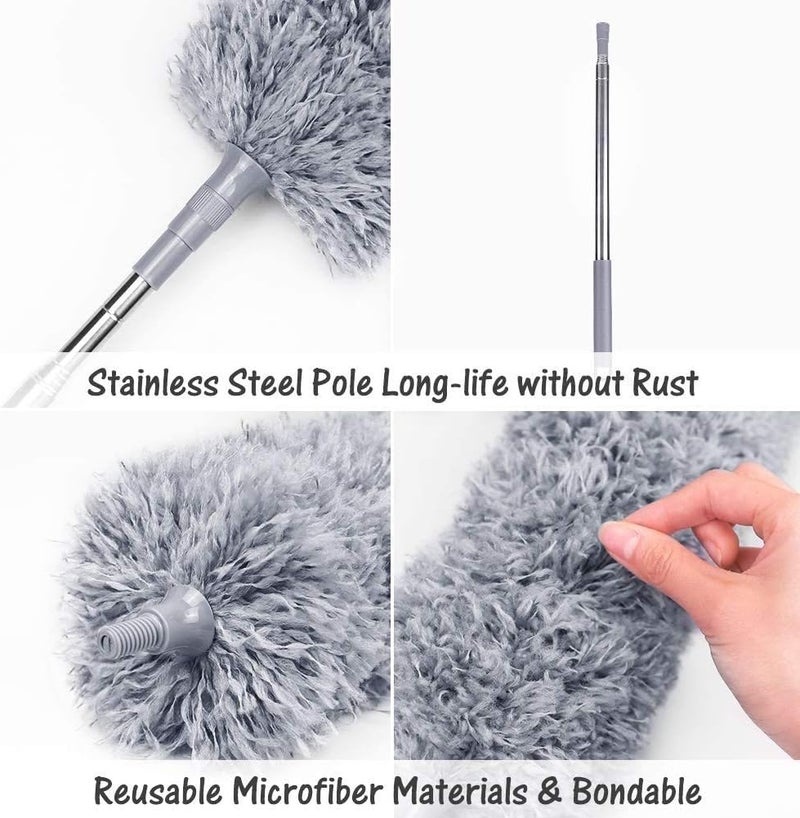 Jebblas Microfiber Dusters for Cleaning with Extension Pole (30-100 inches) Scratch-Resistant Cover, Bendable, Washable, Detachable, Extendable Duster for Cleaning Ceiling Fan - Image 4