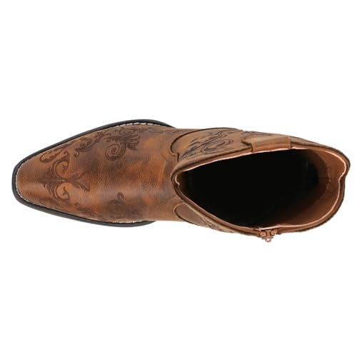 ROPER بوتات كاجوال قصيرة للنساء من روبر بتطريز وقدم مقطوعة كعب منخفض 1-2" - بني - مقاس 7.5 B - Image 5