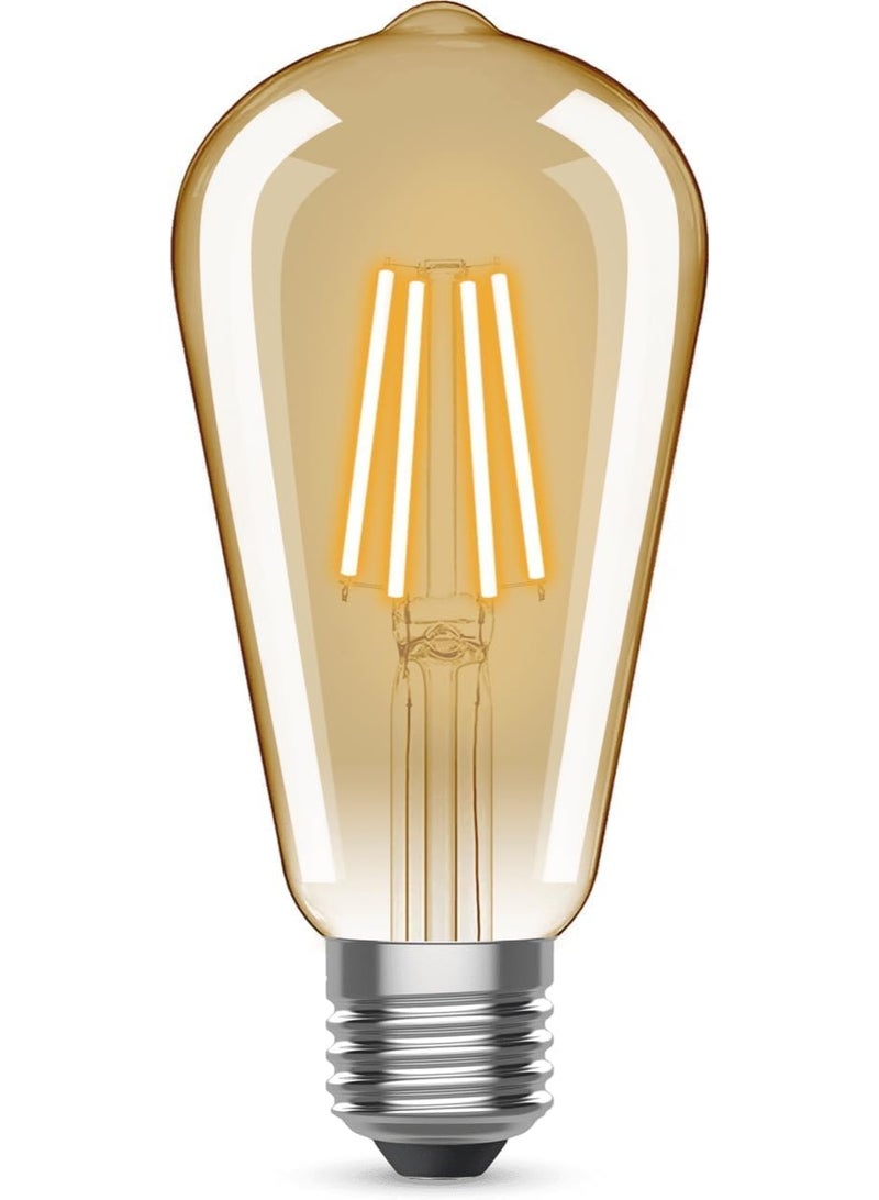 3-Pack LED Filament Bulb ST64 E27 - 4W Warm White - 450lm - Amber Glass - Image 3
