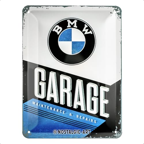 Nostalgic Art Nostalgic-Art Retro Tin Sign, 5.9" x 7.9", official license product (OLP), BMW – Garage – Gift idea for car accessoires fans, Metal Plaque, Vintage design for wall decoration - Image 1