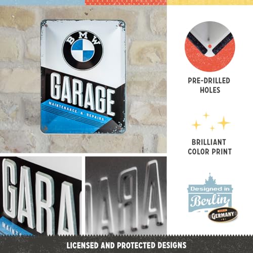 Nostalgic Art Nostalgic-Art Retro Tin Sign, 5.9" x 7.9", official license product (OLP), BMW – Garage – Gift idea for car accessoires fans, Metal Plaque, Vintage design for wall decoration - Image 2