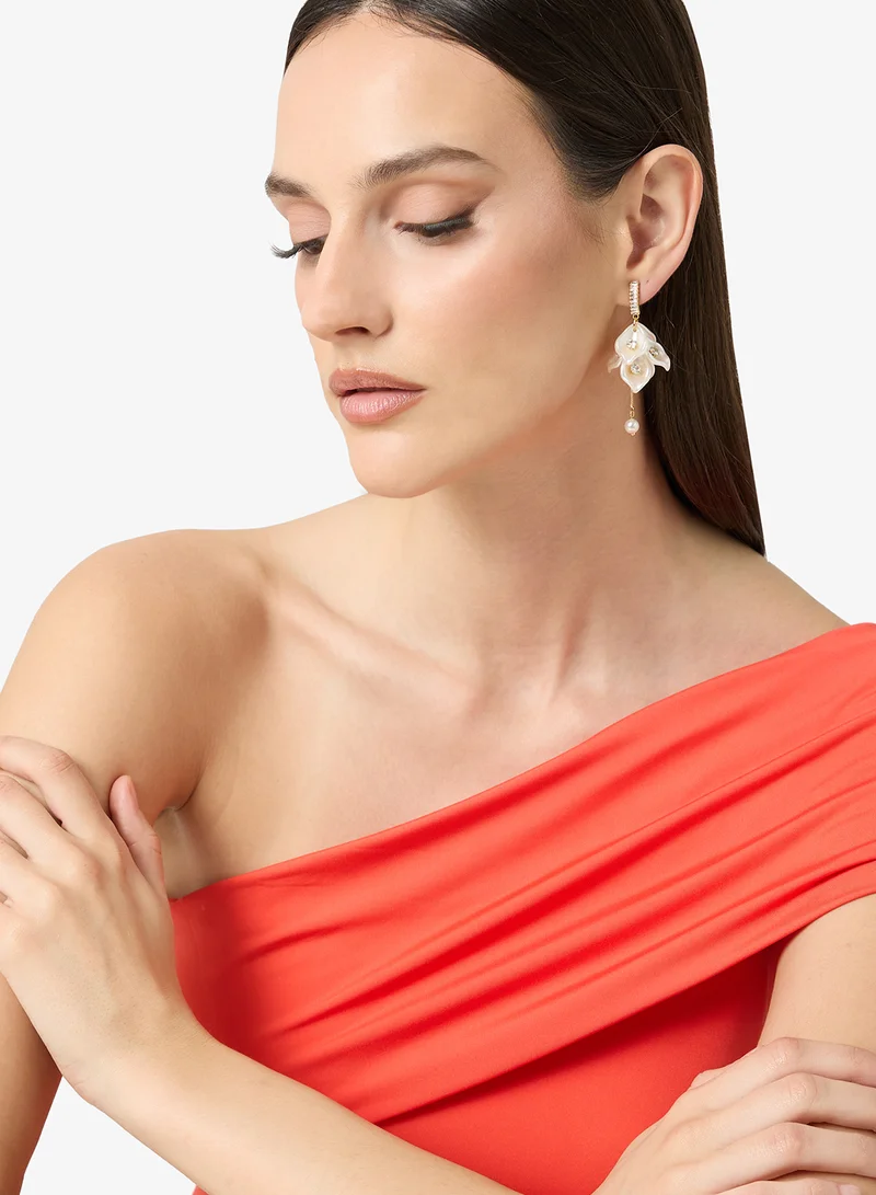 ELLA Drop Down Floral Beaded Detail Earrings