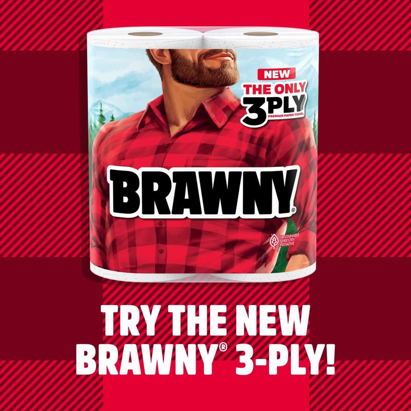 Brawny Tear-A-Square Paper Towels, 12 Family Rolls = 30 Regular Rolls, 2X More Durable*, 3 Sheet Sizes, Strong and absorbent extra-large roll - Image 2