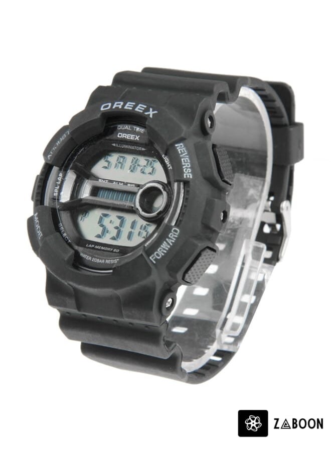 Zaboon - OREEX Water Resist Sport LED Watch with Watch Hand / Week / Time / Date / Alarm / Stopwatch / LED Light(Black) - Image 1