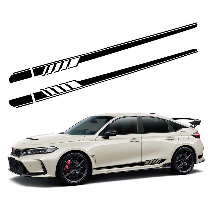 awlbed 2 PCS Car Side Skirt Decals 8858 x 452 Long Stripes Stickers PVC Auto Personalized Stickers Waterproof Body Decoration Universal for Most Cars Trucks SUVs Black - Image 2