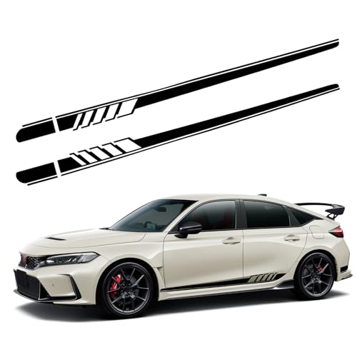 awlbed 2 PCS Car Side Skirt Decals 8858 x 452 Long Stripes Stickers PVC Auto Personalized Stickers Waterproof Body Decoration Universal for Most Cars Trucks SUVs Black - Image 1