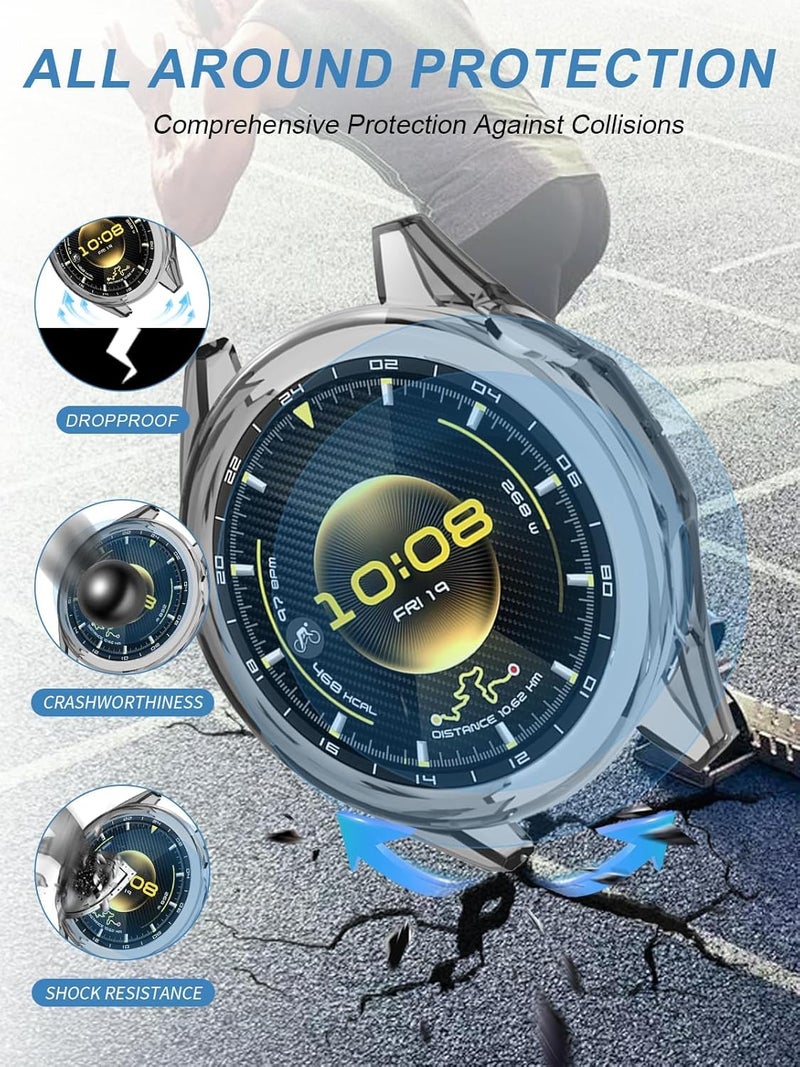 KASTWAVE 2Pcs TPU Case for HUAWEI WATCH GT6 Pro, Lightweight Half-Wrapped Anti Scratch Shockproof Protective 46mm Case, Ultra-Thin TPU HD Clear Cover for Huawei WATCH GT6 Pro - Image 3