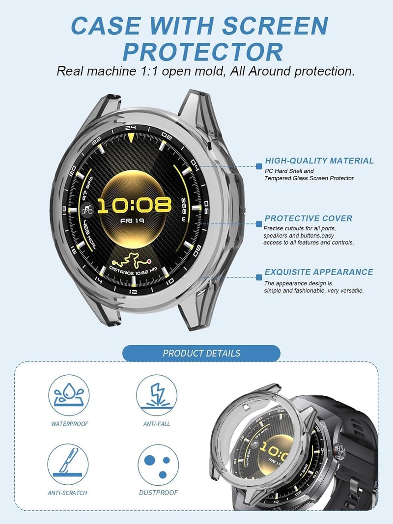 KASTWAVE 2Pcs TPU Case for HUAWEI WATCH GT6 Pro, Lightweight Half-Wrapped Anti Scratch Shockproof Protective 46mm Case, Ultra-Thin TPU HD Clear Cover for Huawei WATCH GT6 Pro - Image 4